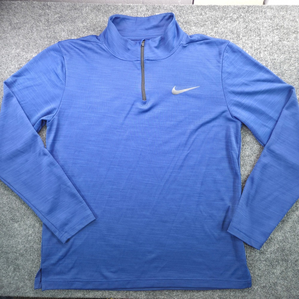 Nike Dri-FIT Quarter Zip Women Medium Blue Polyester Long Sleeve Athletic Top - Picture 1 of 10